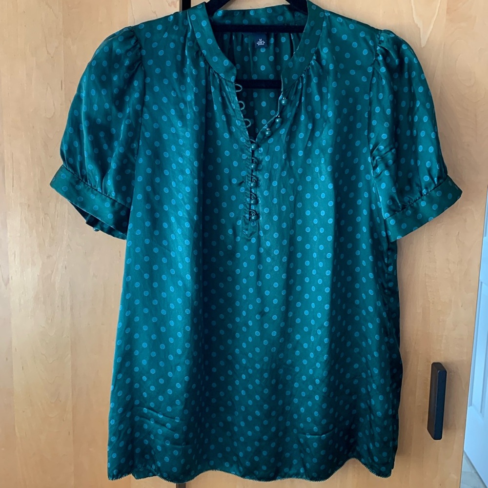 Banana Republic Teal Green Polka Dot Blouse